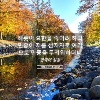 Picture 05 - 마태복음 14:5 KOR - 헤롯이 요한을 죽이려 하되 민중이 - Bible Verse Picture