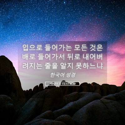 Picture 05 - 마태복음 15:17 KOR - 입으로 들어가는 모든 것은 배로 - Bible Verse Picture