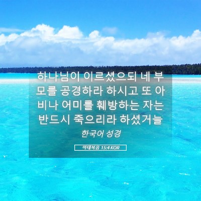 Picture 05 - 마태복음 15:4 KOR - 하나님이 이르셨으되 네 부모를 - Bible Verse Picture