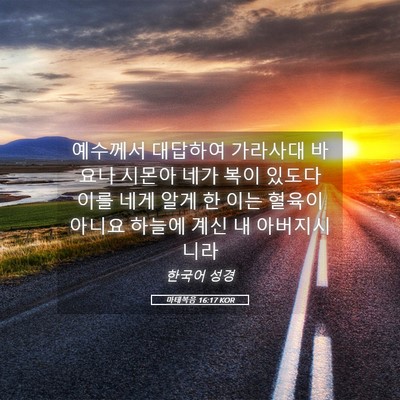 Picture 05 - 마태복음 16:17 KOR - 예수께서 대답하여 가라사대 바요나 - Bible Verse Picture
