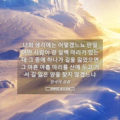 Picture 05 - 마태복음 18:12 KOR - 너희 생각에는 어떻겠느뇨 만일 어떤 - Bible Verse Picture