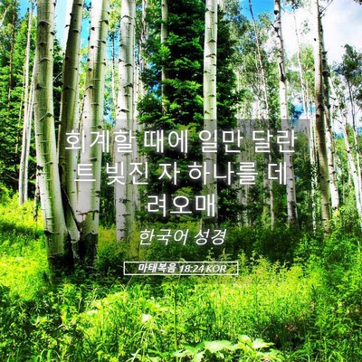 Picture 05 - 마태복음 18:24 KOR - 회계할 때에 일만 달란트 빚진 자 - Bible Verse Picture