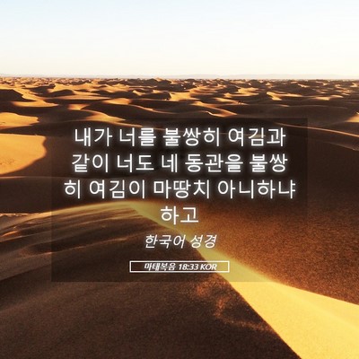 Picture 05 - 마태복음 18:33 KOR - 내가 너를 불쌍히 여김과 같이 너도 - Bible Verse Picture