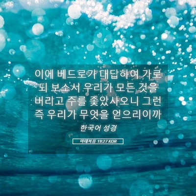 Picture 05 - 마태복음 19:27 KOR - 이에 베드로가 대답하여 가로되 - Bible Verse Picture
