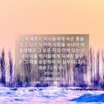 Picture 05 - 마태복음 2:16 KOR - 이에 헤롯이 박사들에게 속은 줄을 - Bible Verse Picture