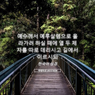 Picture 05 - 마태복음 20:17 KOR - 예수께서 예루살렘으로 올라가려 - Bible Verse Picture