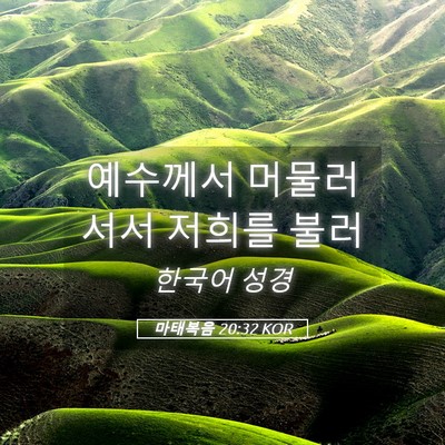 Picture 05 - 마태복음 20:32 KOR - 예수께서 머물러 서서 저희를 - Bible Verse Picture