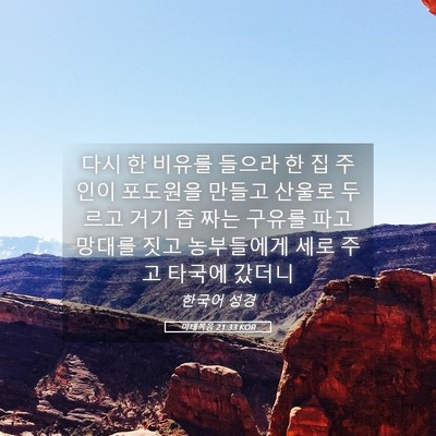 Picture 05 - 마태복음 21:33 KOR - 다시 한 비유를 들으라 한 집 주인이 - Bible Verse Picture