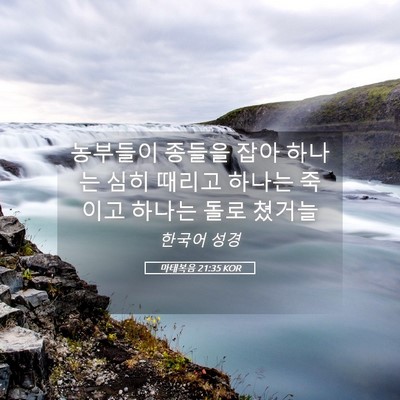 Picture 05 - 마태복음 21:35 KOR - 농부들이 종들을 잡아 하나는 심히 - Bible Verse Picture
