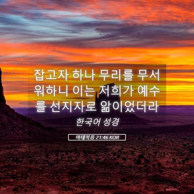 Picture 05 - 마태복음 21:46 KOR - 잡고자 하나 무리를 무서워하니 이는 - Bible Verse Picture