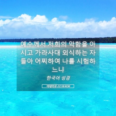 Picture 05 - 마태복음 22:18 KOR - 예수께서 저희의 악함을 아시고 - Bible Verse Picture