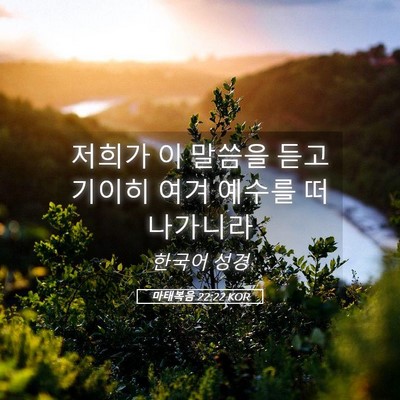 Picture 05 - 마태복음 22:22 KOR - 저희가 이 말씀을 듣고 기이히 여겨 - Bible Verse Picture