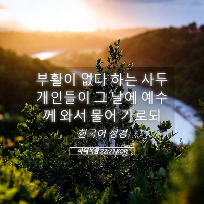 Picture 05 - 마태복음 22:23 KOR - 부활이 없다 하는 사두개인들이 그 - Bible Verse Picture