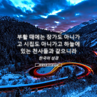 Picture 05 - 마태복음 22:30 KOR - 부활 때에는 장가도 아니가고 시집도 - Bible Verse Picture