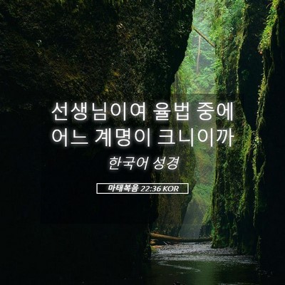 Picture 05 - 마태복음 22:36 KOR - 선생님이여 율법 중에 어느 계명이 - Bible Verse Picture