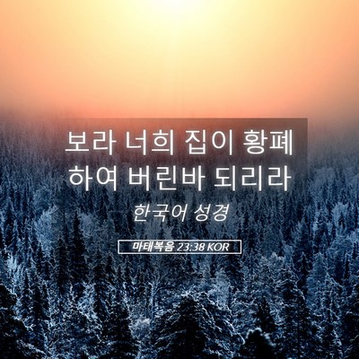 Picture 05 - 마태복음 23:38 KOR - 보라 너희 집이 황폐하여 버린바 - Bible Verse Picture