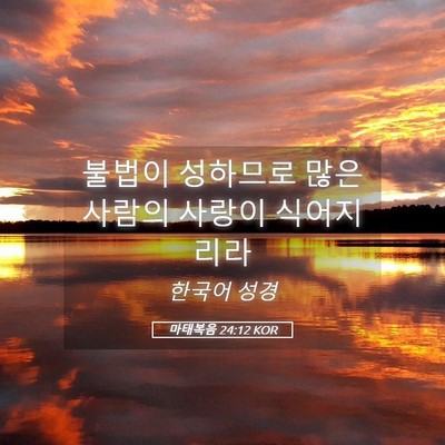 Picture 05 - 마태복음 24:12 KOR - 불법이 성하므로 많은 사람의 사랑이 - Bible Verse Picture