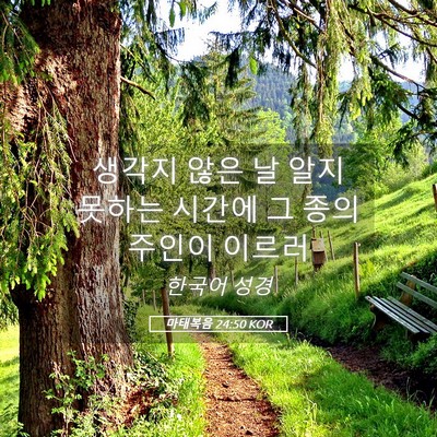 Picture 05 - 마태복음 24:50 KOR - 생각지 않은 날 알지 못하는 시간에 - Bible Verse Picture