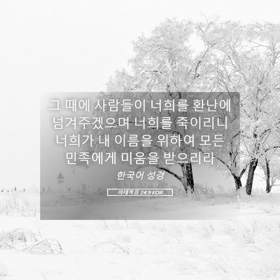 Picture 05 - 마태복음 24:9 KOR - 그 때에 사람들이 너희를 환난에 - Bible Verse Picture