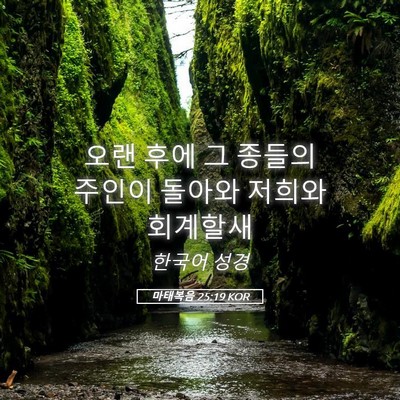 Picture 05 - 마태복음 25:19 KOR - 오랜 후에 그 종들의 주인이 돌아와 - Bible Verse Picture