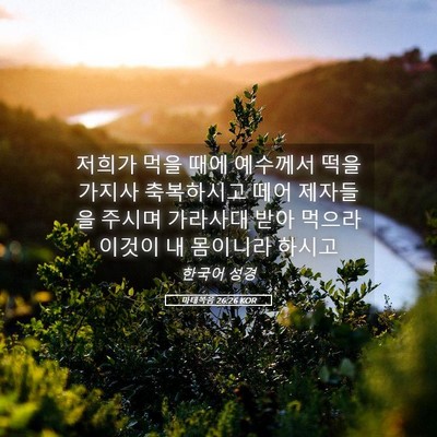 Picture 05 - 마태복음 26:26 KOR - 저희가 먹을 때에 예수께서 떡을 - Bible Verse Picture