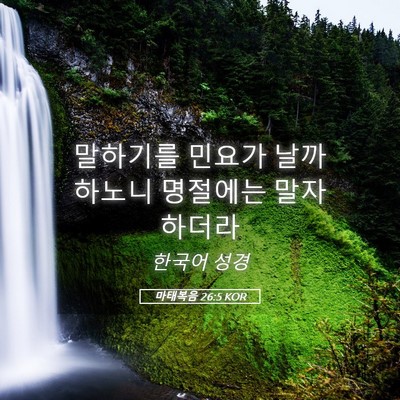 Picture 05 - 마태복음 26:5 KOR - 말하기를 민요가 날까 하노니 - Bible Verse Picture