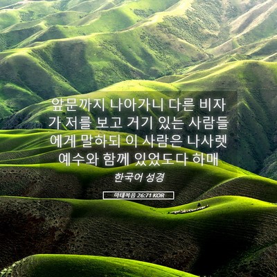 Picture 05 - 마태복음 26:71 KOR - 앞문까지 나아가니 다른 비자가 저를 - Bible Verse Picture