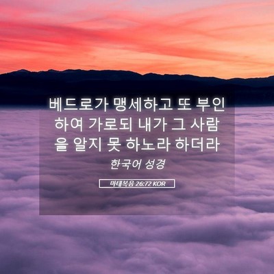 Picture 05 - 마태복음 26:72 KOR - 베드로가 맹세하고 또 부인하여 - Bible Verse Picture