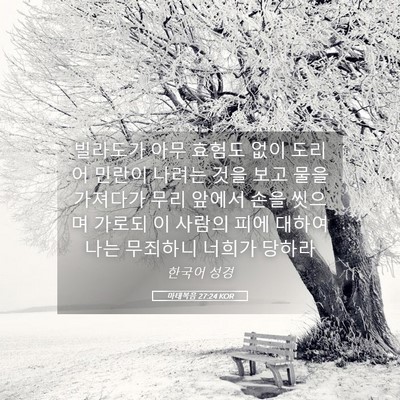 Picture 05 - 마태복음 27:24 KOR - 빌라도가 아무 효험도 없이 도리어 - Bible Verse Picture