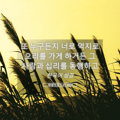 Picture 05 - 마태복음 5:41 KOR - 또 누구든지 너로 억지로 오리를 - Bible Verse Picture