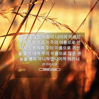 Picture 05 - 마태복음 7:22 KOR - 그 날에 많은 사람이 나더러 이르되 - Bible Verse Picture