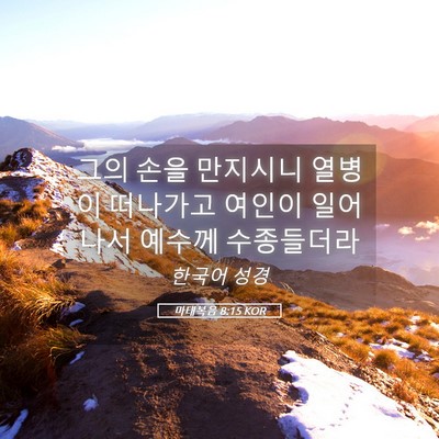 Picture 05 - 마태복음 8:15 KOR - 그의 손을 만지시니 열병이 떠나가고 - Bible Verse Picture