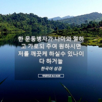 Picture 05 - 마태복음 8:2 KOR - 한 문둥병자가 나아와 절하고 가로되 - Bible Verse Picture