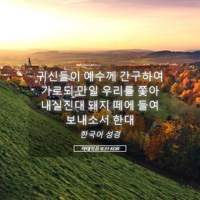 Picture 05 - 마태복음 8:31 KOR - 귀신들이 예수께 간구하여 가로되 - Bible Verse Picture