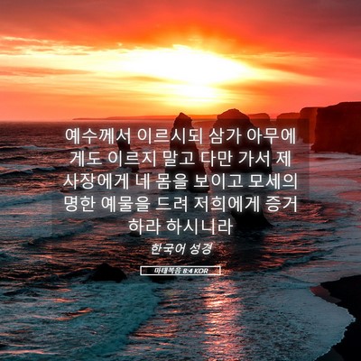 Picture 05 - 마태복음 8:4 KOR - 예수께서 이르시되 삼가 아무에게도 - Bible Verse Picture