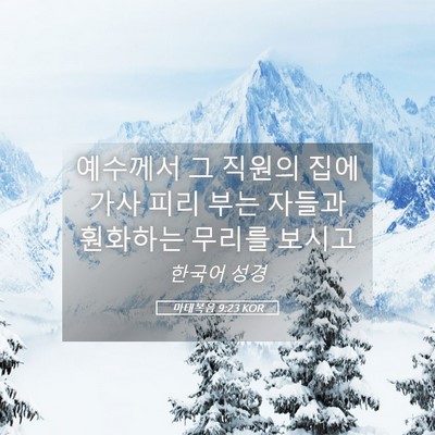 Picture 05 - 마태복음 9:23 KOR - 예수께서 그 직원의 집에 가사 피리 - Bible Verse Picture
