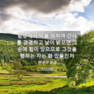 Picture 05 - 미가 2:1 KOR - 침상에서 악을 꾀하며 간사를 - Bible Verse Picture