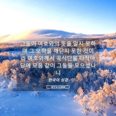 Picture 05 - 미가 4:12 KOR - 그들이 여호와의 뜻을 알지 못하며 - Bible Verse Picture