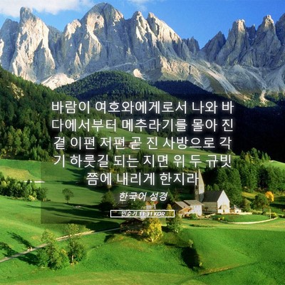Picture 05 - 민수기 11:31 KOR - 바람이 여호와에게로서 나와 - Bible Verse Picture