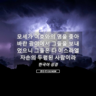 Picture 05 - 민수기 13:3 KOR - 모세가 여호와의 명을 좇아 바란 - Bible Verse Picture