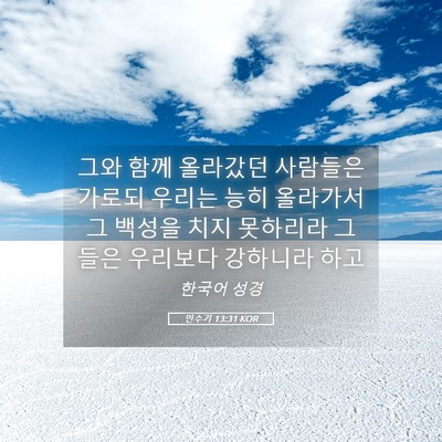Picture 05 - 민수기 13:31 KOR - 그와 함께 올라갔던 사람들은 가로되 - Bible Verse Picture