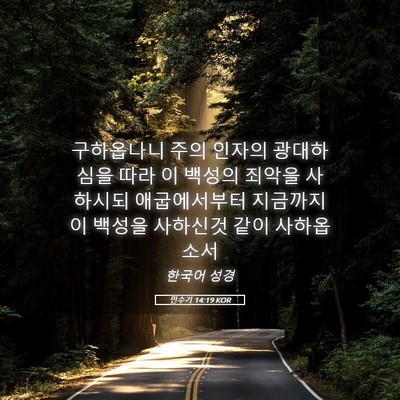 Picture 05 - 민수기 14:19 KOR - 구하옵나니 주의 인자의 광대하심을 - Bible Verse Picture