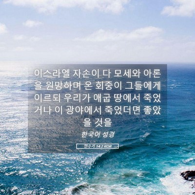 Picture 05 - 민수기 14:2 KOR - 이스라엘 자손이 다 모세와 아론을 - Bible Verse Picture