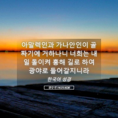 Picture 05 - 민수기 14:25 KOR - 아말렉인과 가나안인이 골짜기에 - Bible Verse Picture