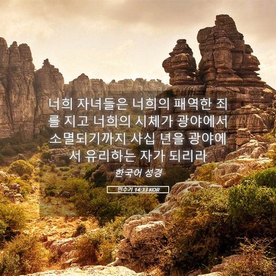 Picture 05 - 민수기 14:33 KOR - 너희 자녀들은 너희의 패역한 죄를 - Bible Verse Picture