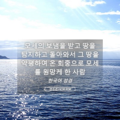 Picture 05 - 민수기 14:36 KOR - 모세의 보냄을 받고 땅을 탐지하고 - Bible Verse Picture