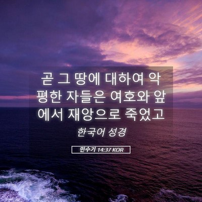 Picture 05 - 민수기 14:37 KOR - 곧 그 땅에 대하여 악평한 자들은 - Bible Verse Picture