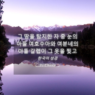 Picture 05 - 민수기 14:6 KOR - 그 땅을 탐지한 자 중 눈의 아들 - Bible Verse Picture