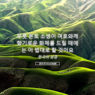 Picture 05 - 민수기 15:13 KOR - 무릇 본토 소생이 여호와께 향기로운 - Bible Verse Picture