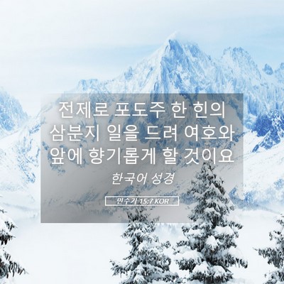 Picture 05 - 민수기 15:7 KOR - 전제로 포도주 한 힌의 삼분지 일을 - Bible Verse Picture